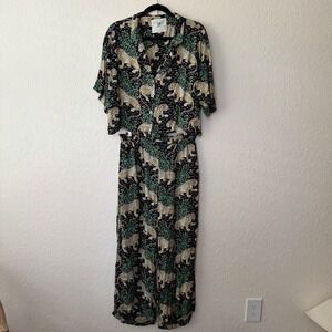 Print Fresh Womens Pajama Set Small BAGHEERA Leopard Cheetah Anthropologie